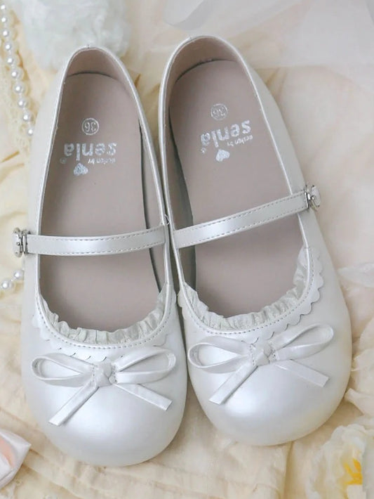 Flache weiße Schuhe Mary in Round Jane Sweet - Lolita