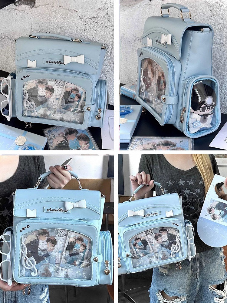 Transparent And Blue Bow Decoration 2-Way With Bag Ita Window