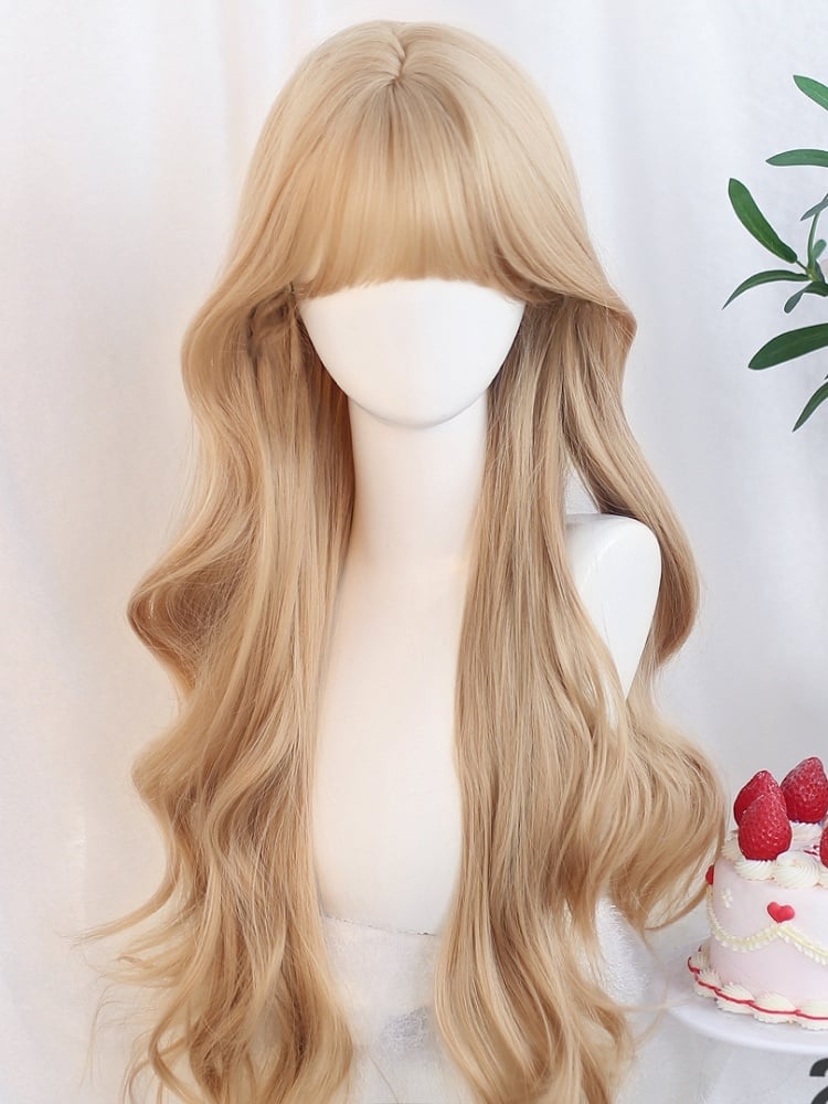 Wig Blonde Bangs Long With Wavy 65-70cm
