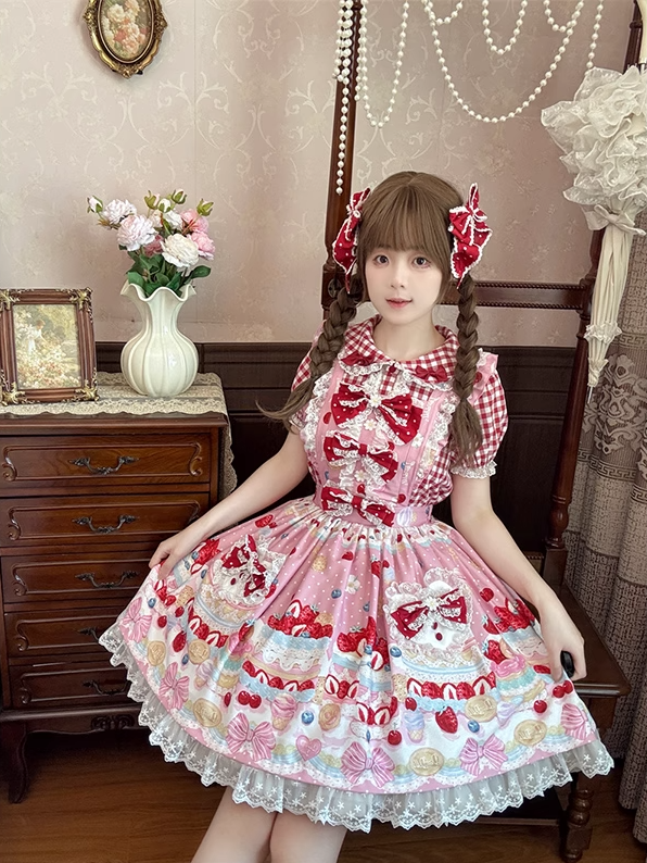 Sweet Lolita Wine Red Polka-dot Bow Hairclips Pattern