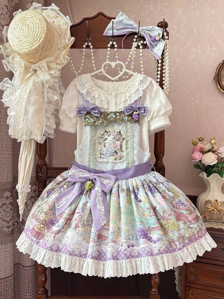 Trauben Overall Papagei Süßes Lolita-Kleid mit Print und niedlich