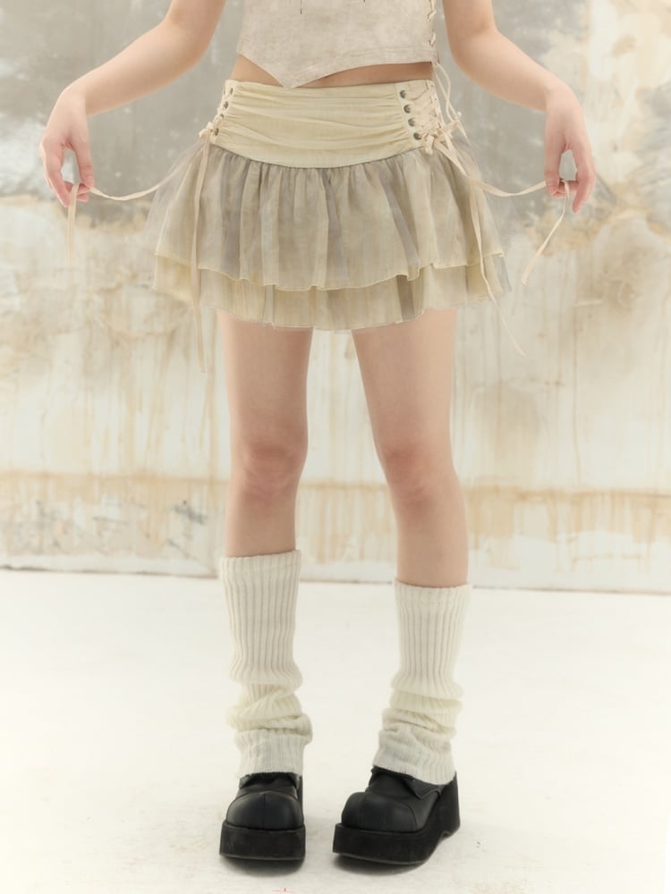 Ballerinarock mit niedriger Taille und Schnürung