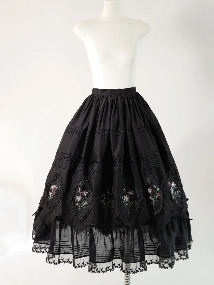 Under Lolita Black Skirt Lace Trim with
