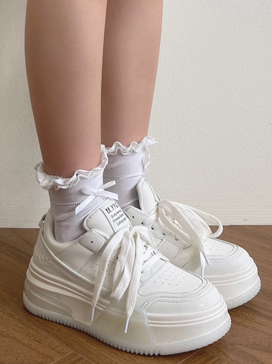 Bowknot Gelb/Beige/Schwarze Socken Lolita Light Trim Lace Verziert