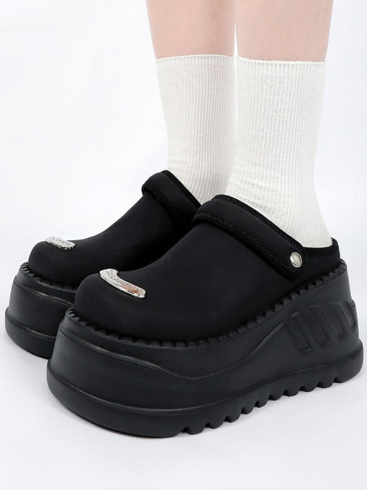 Metallsohle mit Flip-Flop Bostons Top Straps Schwarze Platten Plateau Birkenstock Backless -