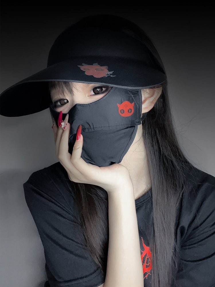 Sun Devil Red Hat Gothic Print With Black Protection