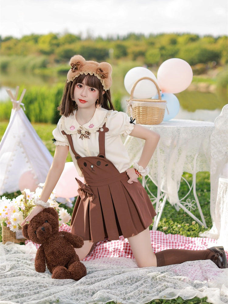 Shorts Bunny/Brown Bear Overalls Bubble Pink