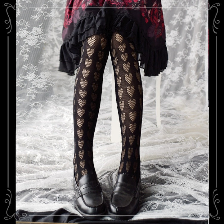 Black / White Heart Pattern Tights