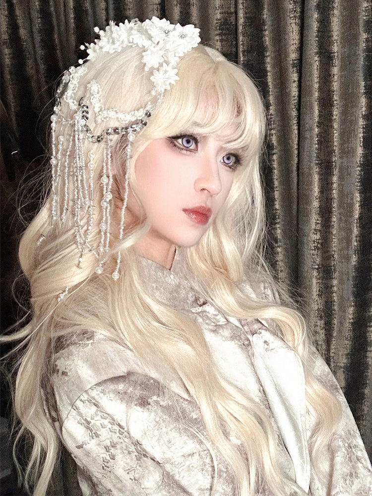 With Blonde Bangs Length Wavy Wig 60CM Air