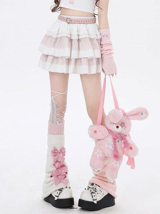 White Sweetheart Sequins Puffy Tiered Skirt