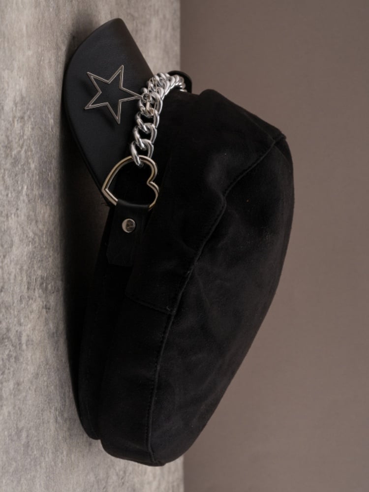 Hut-Stern-Herz-Charme mit schwarzer Design-Schnalle, Gothic-Barettkette