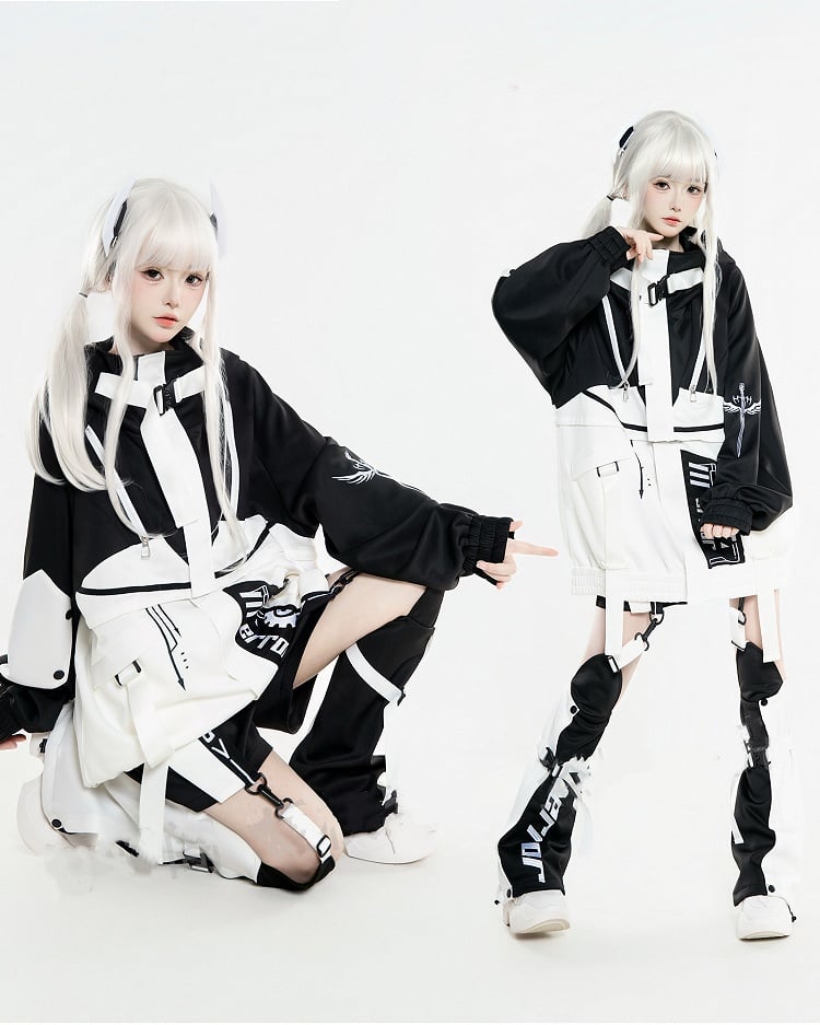 Three-Piece Detachable Design Landmine Jacket Techwear Cyber Set Futuristic -