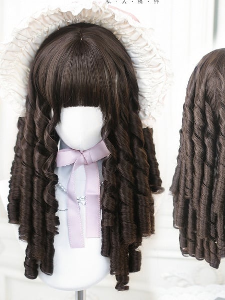 Yellow/Blonde/Black Curly Wig With Bangs 50-55cm
