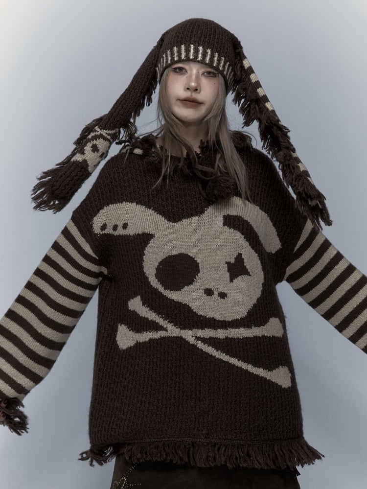 Punk-Hasenohren-Strickmütze