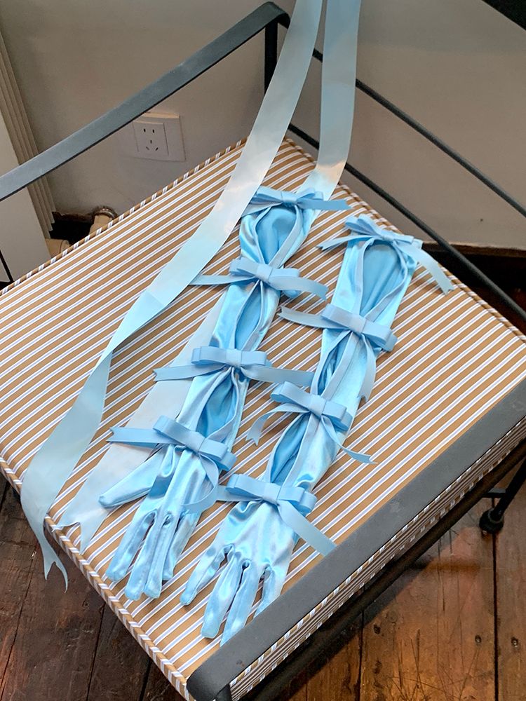Blue Bowknot Gloves Vintage