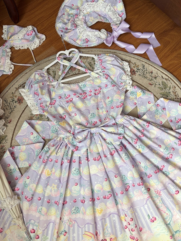 Cherry and Ice Cream Purple Summer Sweet Lolita Dress