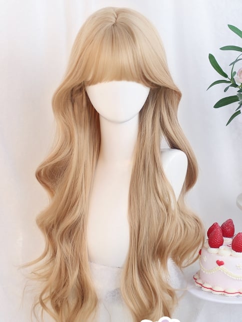 Wig Blonde Bangs Long With Wavy 65-70cm