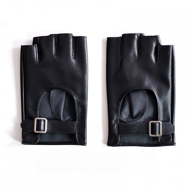Cyberpunk Buckle Black/White/BlackWhite Finger Gloves