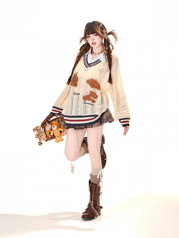 Buckle Belt Fashion Style Pleated Skirt with Free Plaid Preppy Coffee Millard