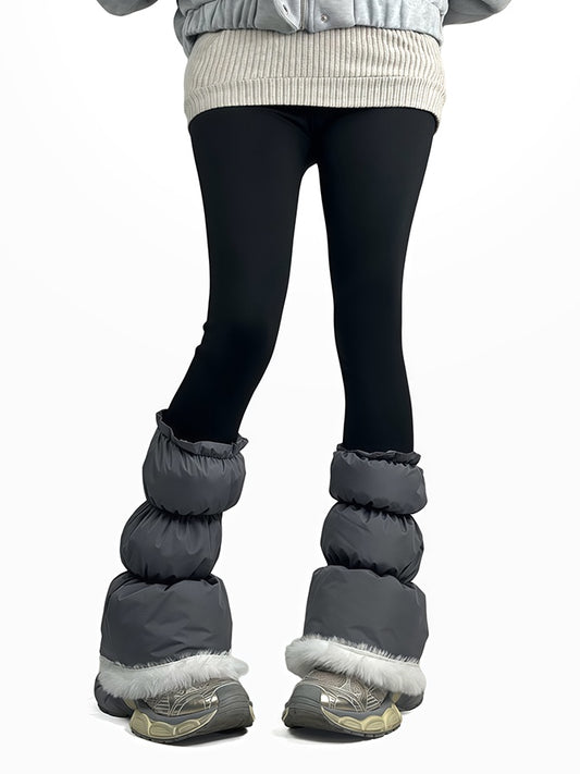 Grey/White/Black Puffy Warm Leg Warmers