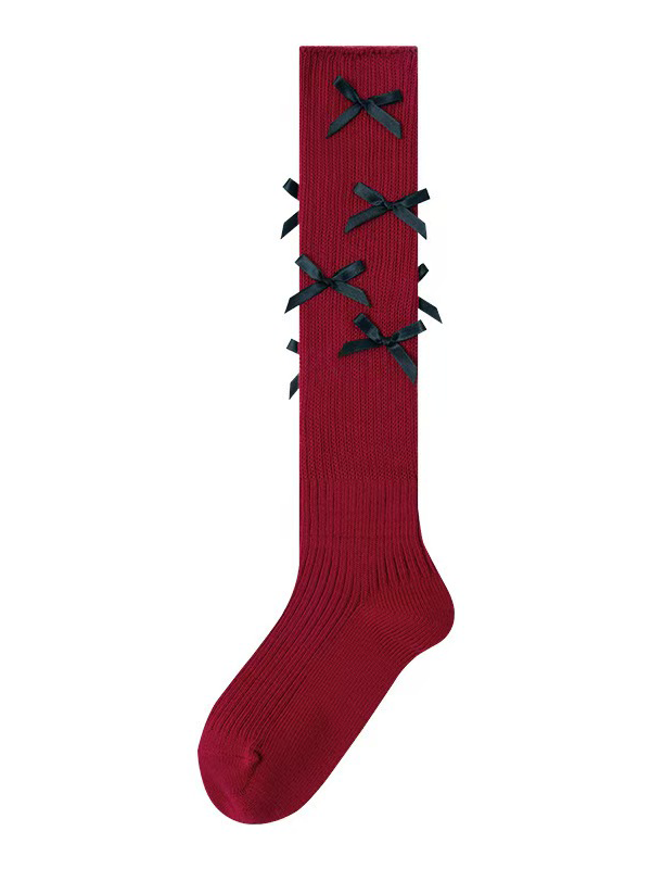 Weiße süße Wadensocken mit Schleife