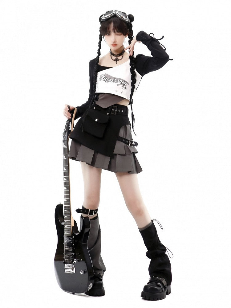 Futuristischer Cargo-Techwear-Rock im Layering-Stil mit Kellerfaltentaschen