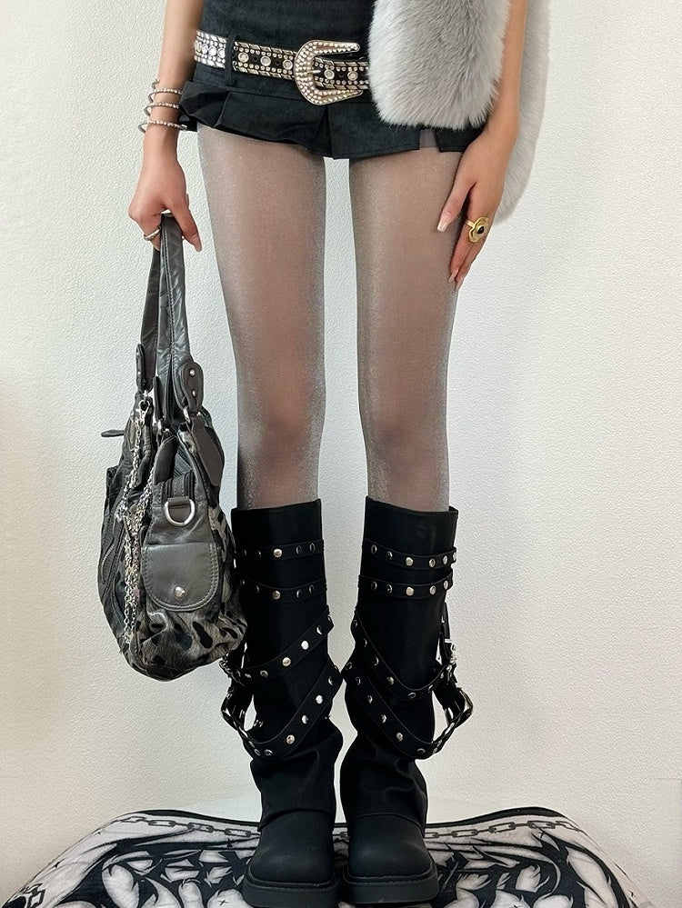 Strumpfhose Schwarz/Braun/Grau/Rot Halbtransparent