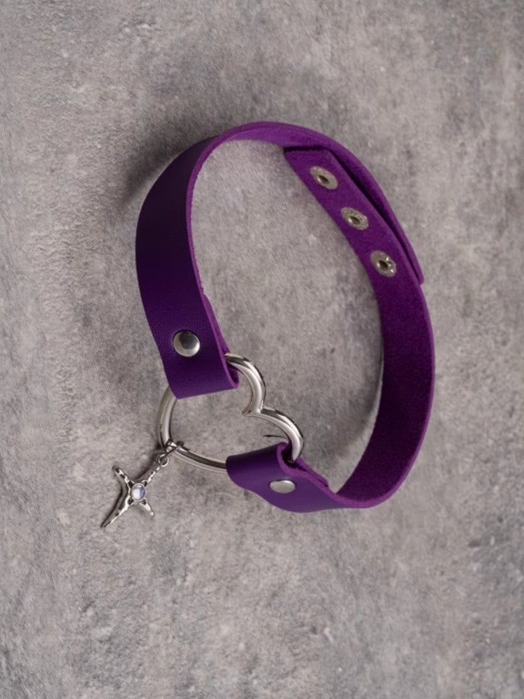 Gothic Cross Purple Pendant Heart Choker
