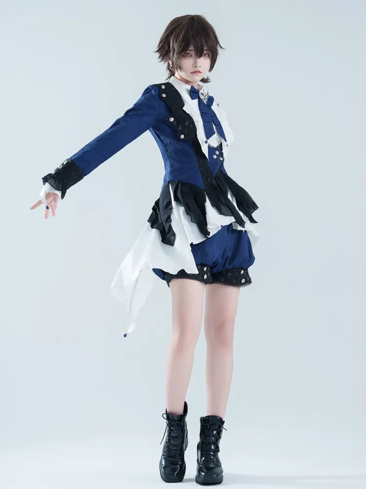 Gothic Fabric Prince Spider Lolita Ouji Shorts Dark Blue Web