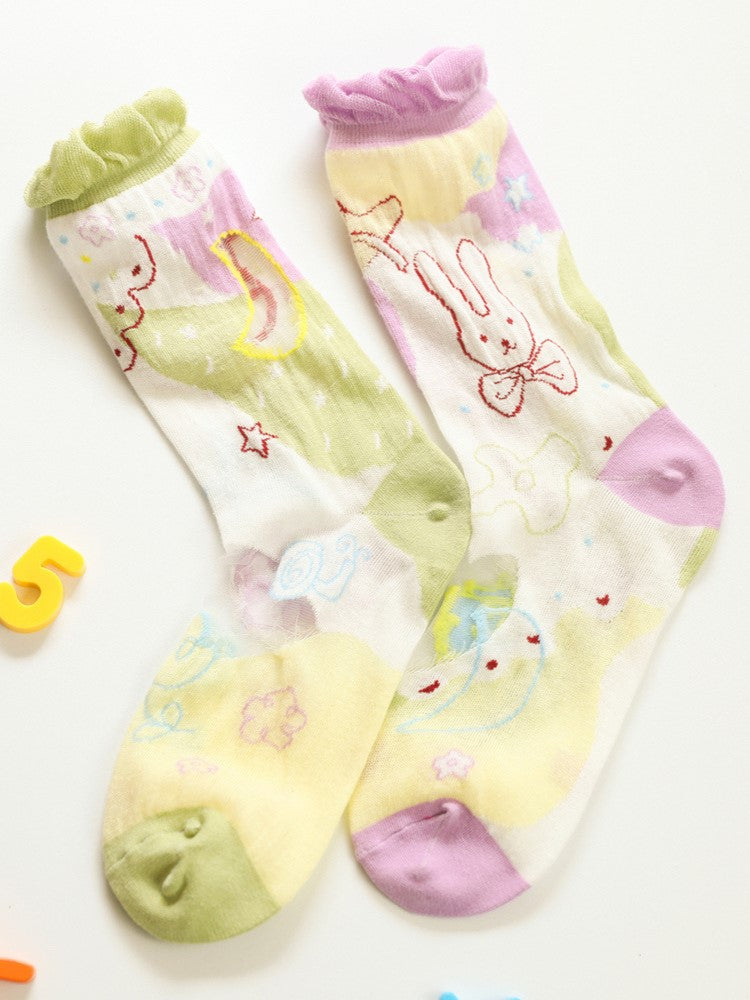 Cuff Options Colorful Lolita Sweet Socks Calf 4 Ruffled