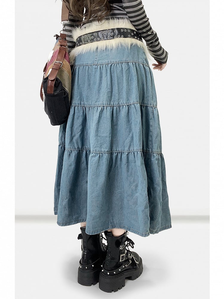 Blue Kawaii Skirt Daily Denim
