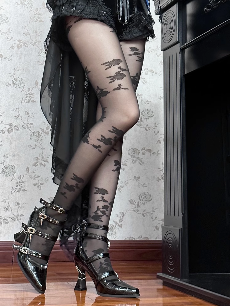 in Buckle Leather Faux Polished 8.5cm Gothic Heel High Crocodile Multiple Heels Straps with Black