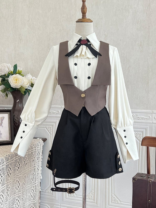 Black Ouji Lolita Shorts with Detachable Buckle Garter