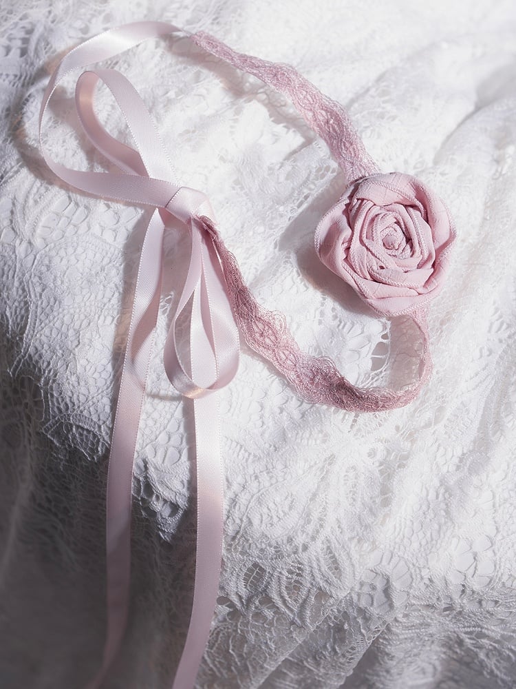 Lolita Schwarz/Rosa Akzent Rose Spitze Choker mit