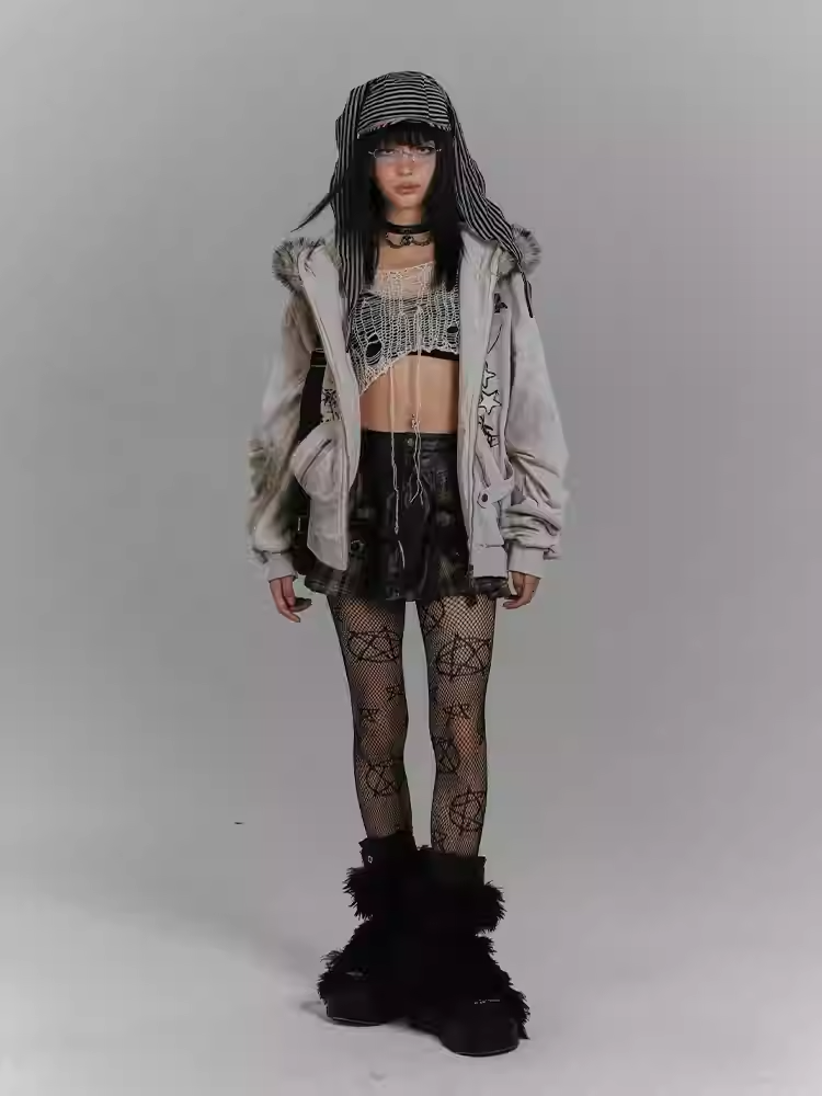 バックルブラウンチェック柄パッチワークデザインファッションPUスカートパンクミラードストラップヴィンテージ