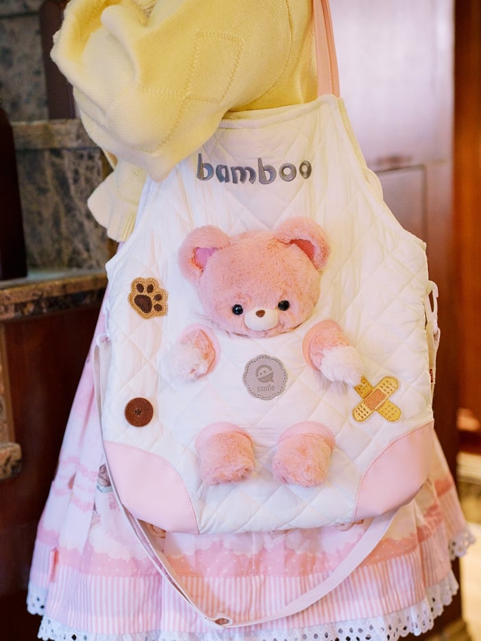 Design Crossbody Cut-out WhitePink Bag