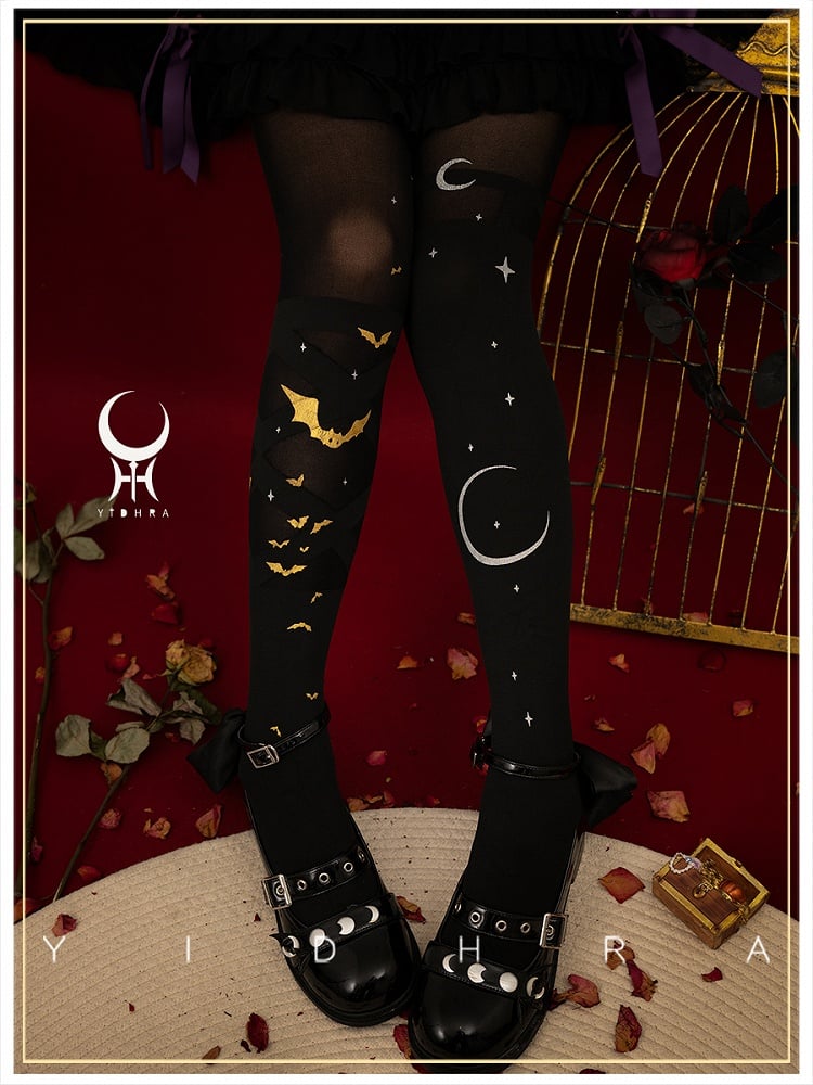 Black and Gold Gothic Lolita Tights