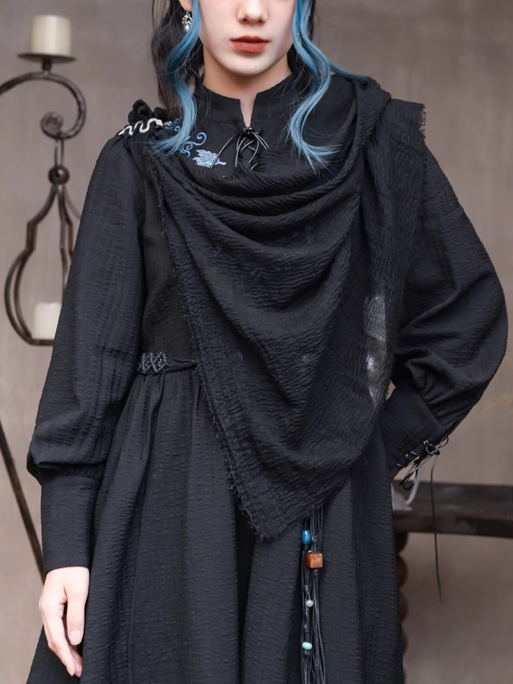 Punk Raw Hem Schwarz Wasteland Vintage Schal
