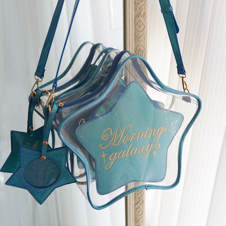Dark Badge Star-shaped Ita Bag Set Charm PU with Blue Detachable