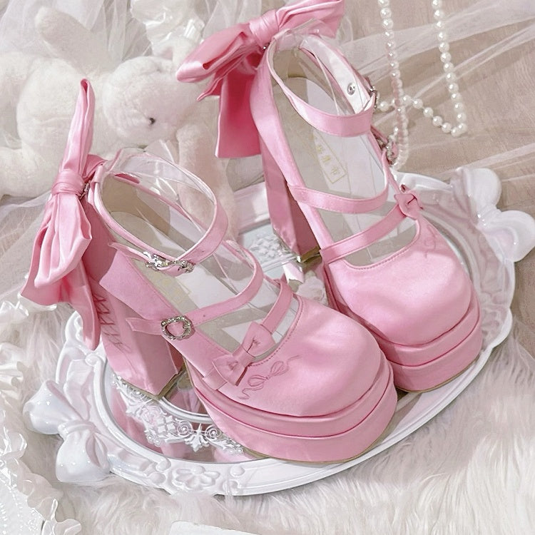 Classic Heels Mary Lolita High Bowknot Pink Platform Elegant Janes