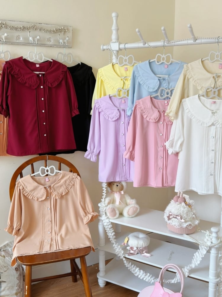Short/Long 10 Size Lolita Pan Peter Color Collar Plus Options Blouse Sleeves