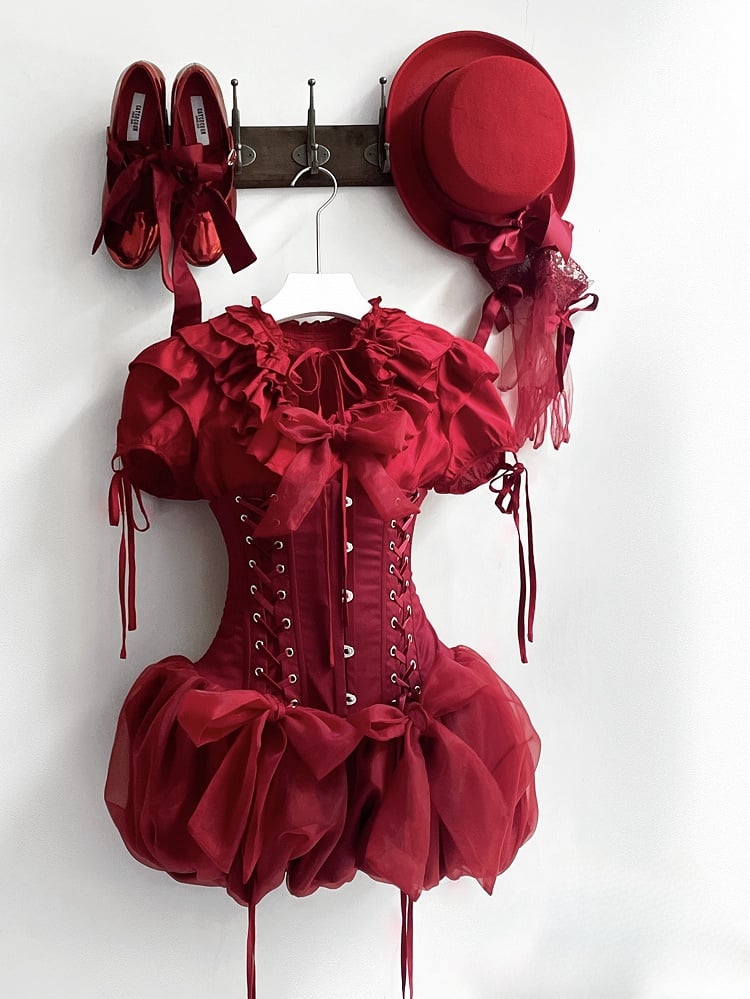 Gothic Waist Lolita Corset Super Red High Shorts