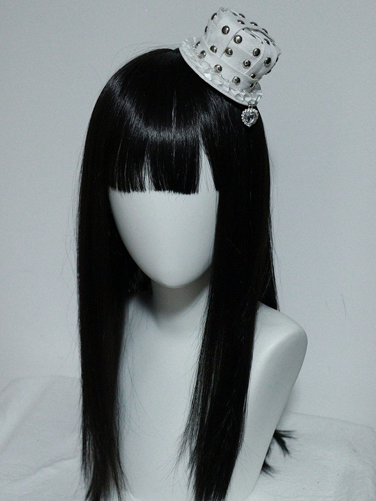 Lolita with Rhinestone Hat Charm White Gothic Mini