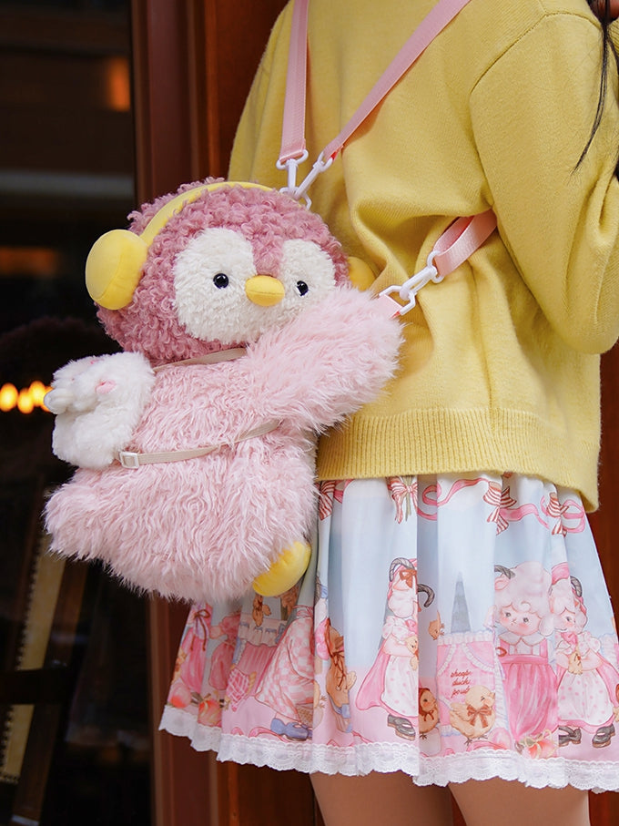 Pink Bag 2 Penguin Options Cute Middle/Large + Backpack/Crossbody Keychain Plush Size