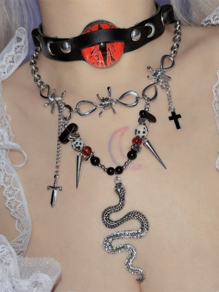 Y2K Snake-shaped Charm Punk Necklace