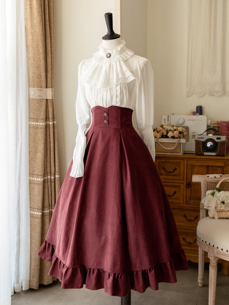 Vintage Herbst und Winter Rote Weste / Knochenrock mit hoher Taille