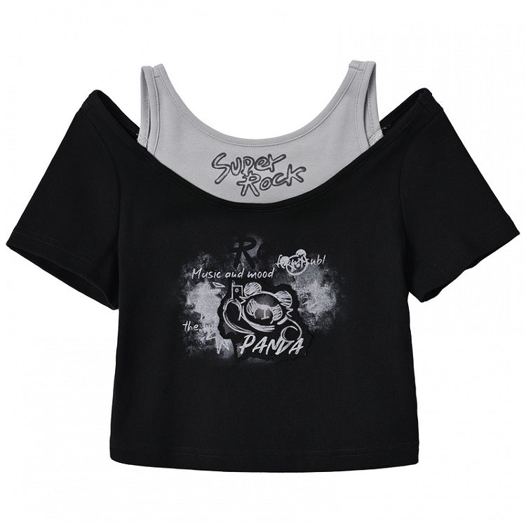 Version T-Shirt Y2K Black Graffiti Print Bittersweet Long/Short
