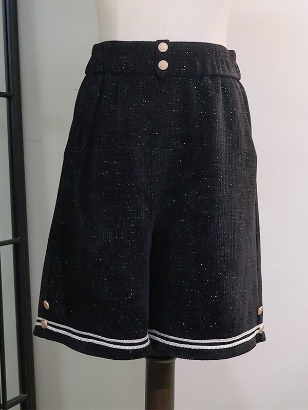 Waffle Glittering Ouji Shorts Black Fashion