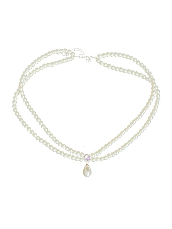 Necklace Pink Beaded Rhinestone Purple /