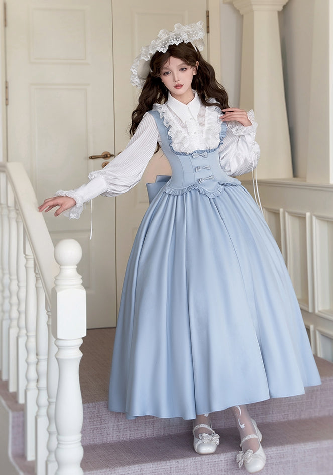 Classic Jumper Ruffle Bust Lolita Dress Under Trimming Skirt Edge Scalloped Elegant Blue